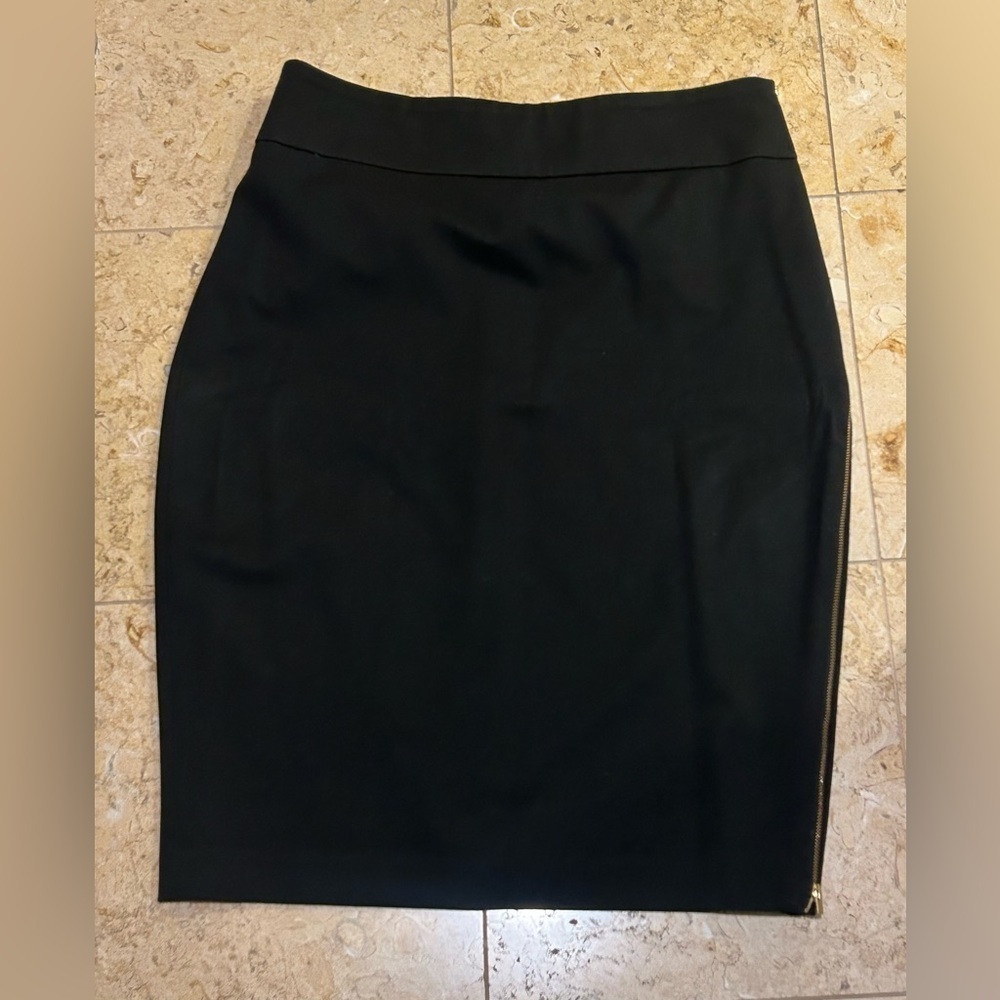 Express Classic Black Pencil Skirt with Gold Zipper Accents Size 12